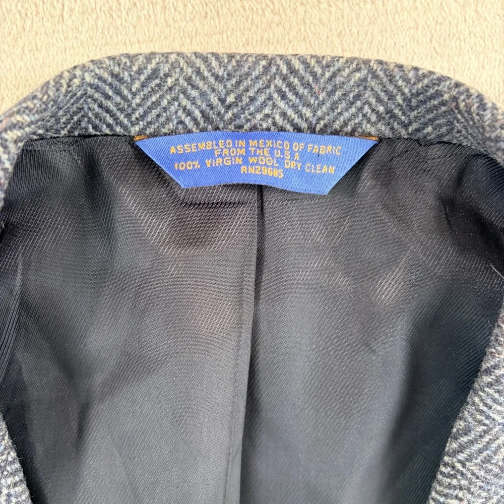 VTG Pendleton Suede Yoke Elbow Patches Western Tweed Blazer Men 48T Tall Wool
